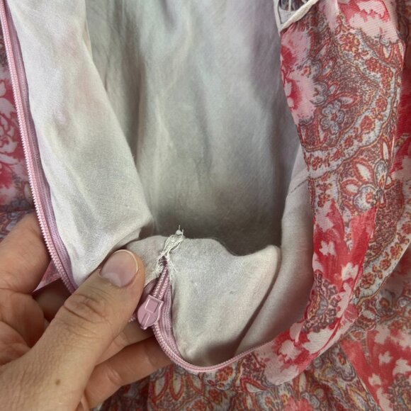 Free People Midi Dress Womens 2 Native Rose Pink Lace Floral Bohemian Patchwork - Picture 7 of 7